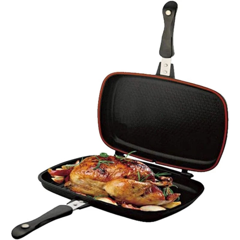 Royalford RF6619 Non-Stick Double-Sided Flip Grill Pan – Healthy Oil-Saving Design, 36 cm (RF6619)
