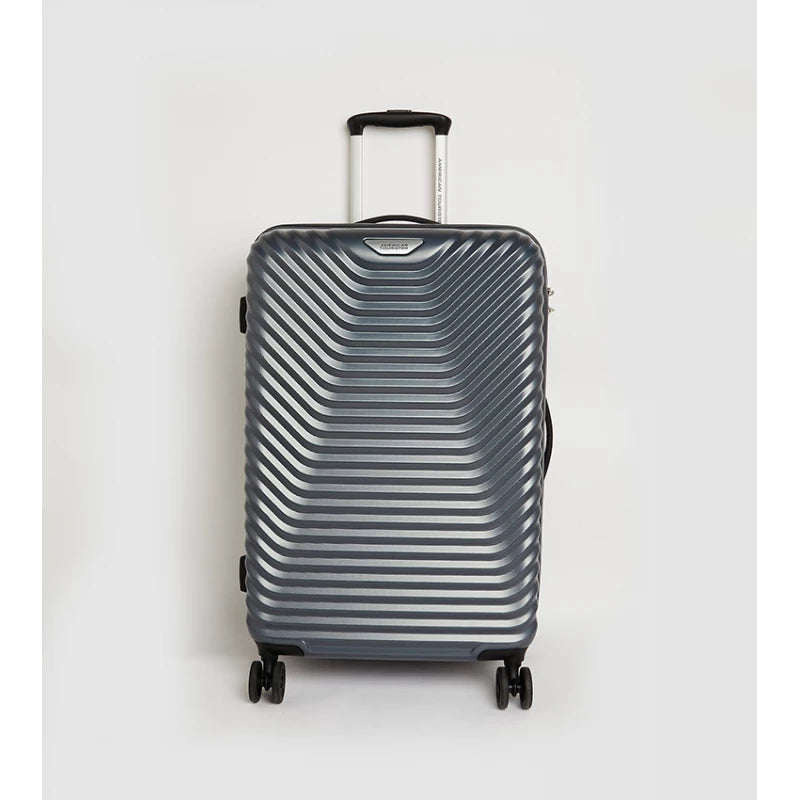 American Tourister SKY COVE Spinner, Medium Size Luggage, TSA Lock, Double Wheels, Scratch-Resistant, Organized Interior with Mesh Divider & Packing Straps