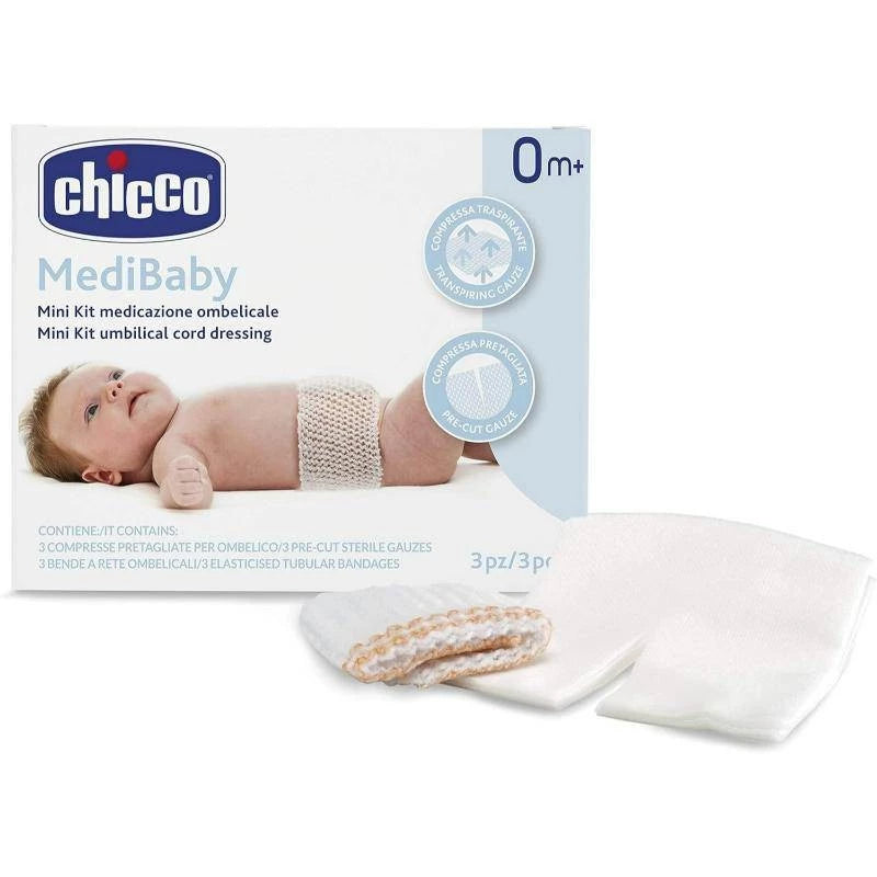Chicco MediBaby Mini Kit Umbilical Wound Dressing: Gentle 3 Piece Set for Newborns, Sterilized and Hygienic Care, Convenient for On The Go Use, Essential Baby First Aid