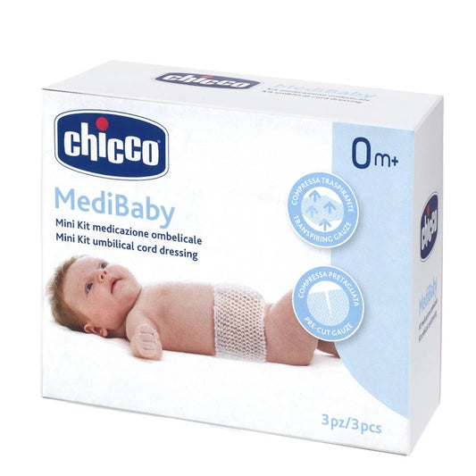 Chicco MediBaby Mini Kit Umbilical Wound Dressing: Gentle 3 Piece Set for Newborns, Sterilized and Hygienic Care, Convenient for On The Go Use, Essential Baby First Aid