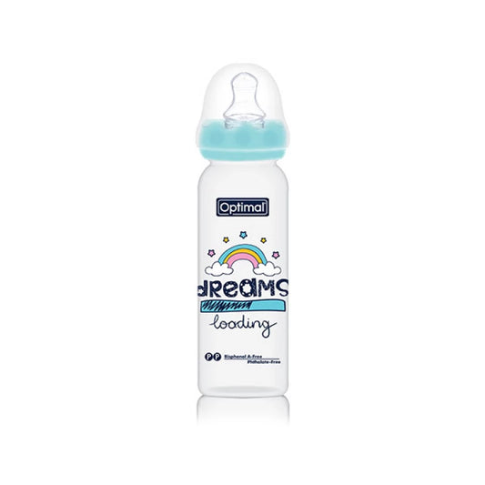 Optimal Narrow Neck Orthodontic Baby Bottle 240ml Blue, Pink, White, 6m+ BPA-Free