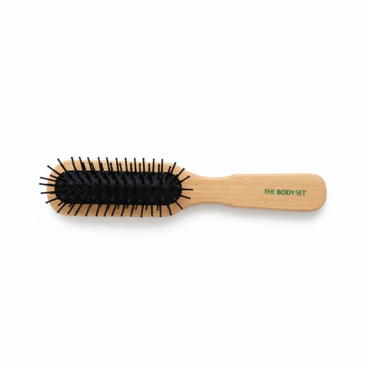 Optimal The Body Set Small Oval Beech Wood Hair Brush with Flexible Bristles and Molded Tips for All Hair Types