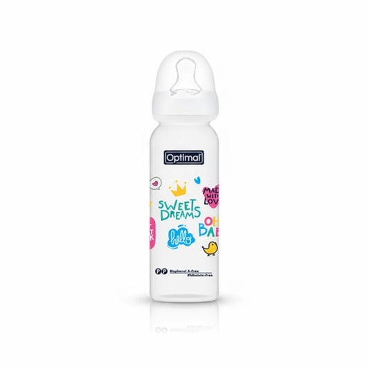 Optimal Narrow Neck Orthodontic Baby Bottle 240ml White, 6m+ Safe