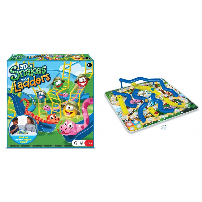 Ambassador 3D Snakes and Ladders Board Game for Kids, Classic Family Fun, 2-4 Players