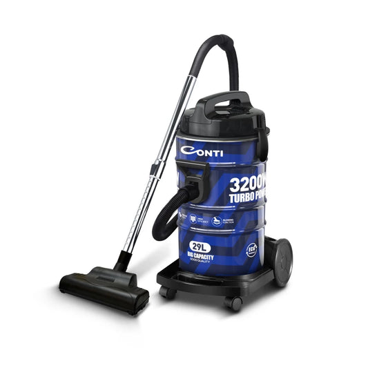 Conti Vacuum Cleaner 3200W Metal Drum Blue Powerful Cleaning 29L Capacity