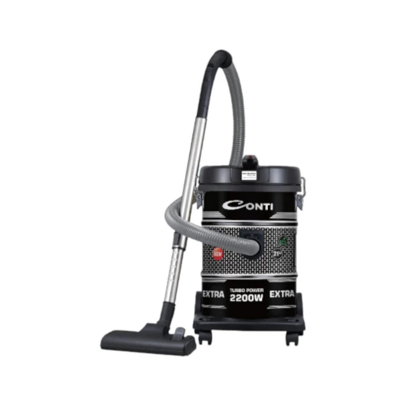 Conti Vacuum Cleaner 2200W Metal Drum Black 21L Capacity with Micro Filter