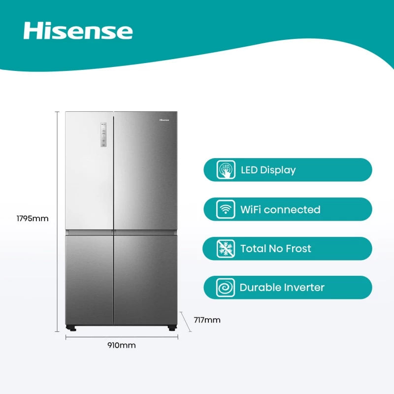 Hisense RS3N668SAI3Hisense Refrigerator Stainless Steel 668L A+ Energy Rated