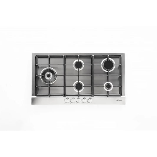 Conti gas hob, 5 burners with powerful Defendi triple flame, heavy cast iron pot holders, one-hand self-ignition and safety valve, durable and modern stainless steel design 90cm