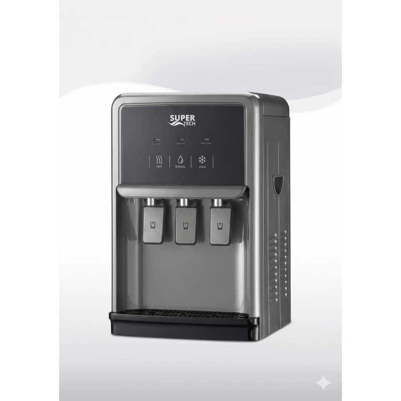 Super Tech Tabletop Inverter Water Dispenser, 3 Taps, 7L Capacity, Black & Grey, RAX5-2-63TB