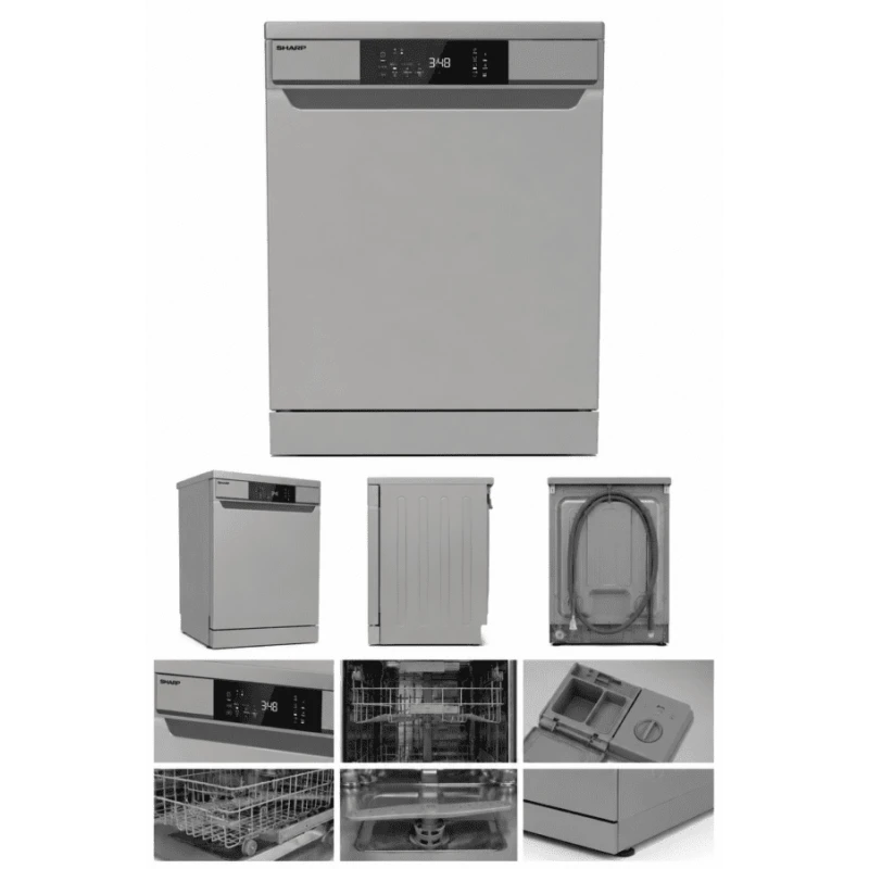 Sharp QW-V615AS-BK3 Dishwasher, 15 Place Settings, Black, Spacious and Practical Design for Efficient Cleaning of Dishes and Kitchenware