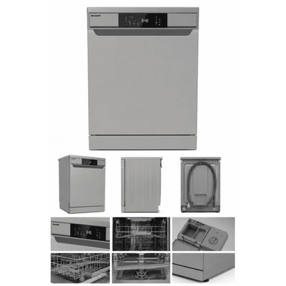 Sharp QW-V615AS-BK3 Dishwasher, 15 Place Settings, Black, Spacious and Practical Design for Efficient Cleaning of Dishes and Kitchenware