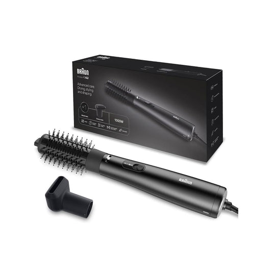 Braun Air Styler AS4.2, Advanced Care, Hair Drying, Styling and Shaping, 1000 Watts with Drying Nozzle, Air Brush BRAS420SDE - Ionic Black