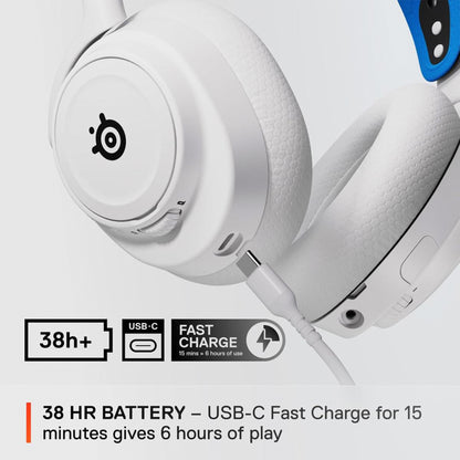SteelSeries Arctis Nova 7P Wireless (White) (2.4GHz/Bluetooth/USB-C/3.5mm) Spatial Surround 7.1 Gaming Headset w/ Neodymium Magnetic Driver Up To 38, AI-powered Noise Cancelling Mic, 38HR Battery For PC, PS5, PS4, Switch, Mobile