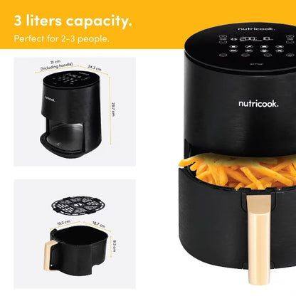 Nutricook Air Fryer Mini Black, 3.3L