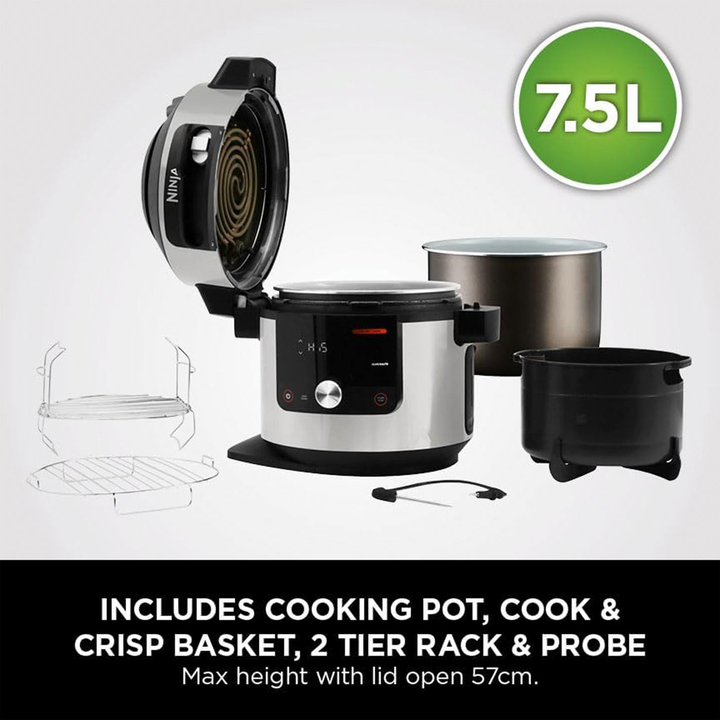 Ninja Foodi MAX 15-in-1 SmartLid Multi-Cooker 7.5L with Digital Probe (OL750UK)