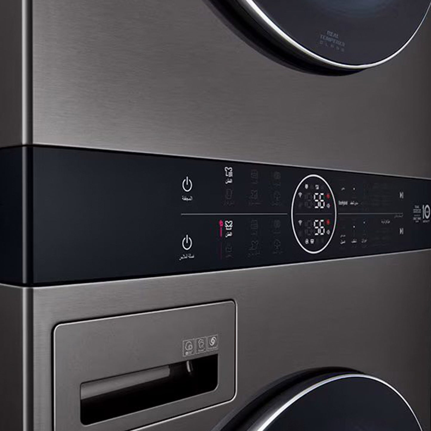 LG Front Load Tower Washer Dryer 17KG Washer 16KG Dryer - Black Steel (WT1716BRK.ABLPELF)