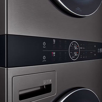 LG Front Load Tower Washer Dryer 17KG Washer 16KG Dryer - Black Steel (WT1716BRK.ABLPELF)