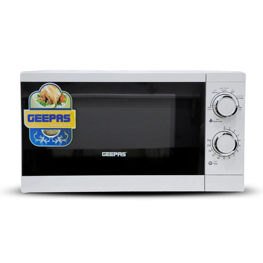Geepas 20L Solo Microwave Oven 1100W with 5 Power Levels & 30-Min Timer GMO1894