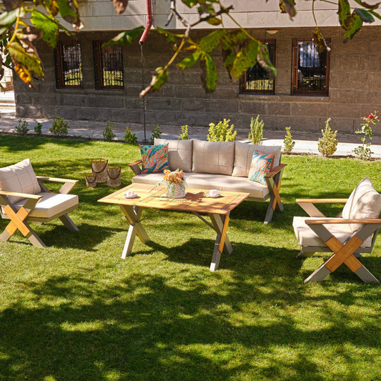 Lotus Lounge Set (5 Seaters) - Cream