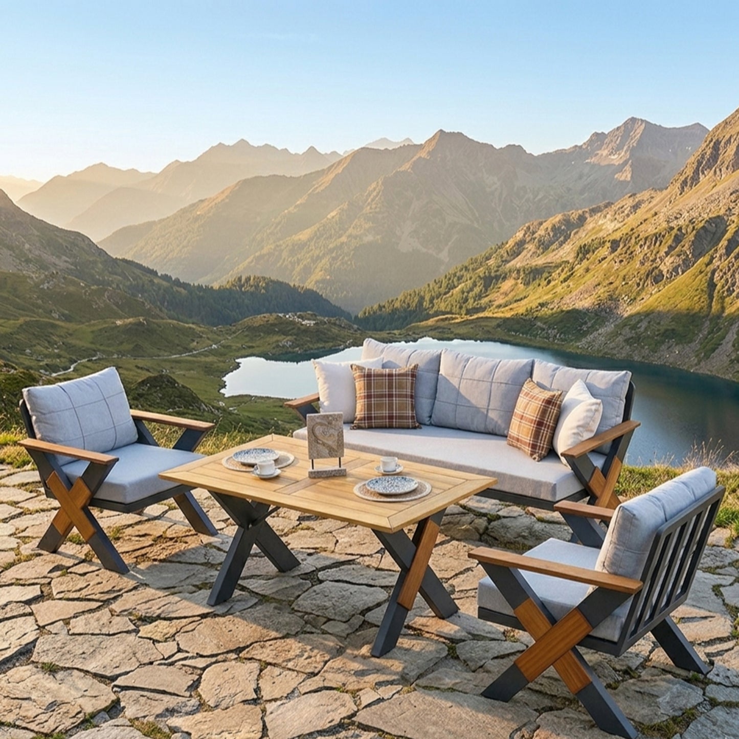 Lotus Lounge Set (5 Seaters) - Anthracite