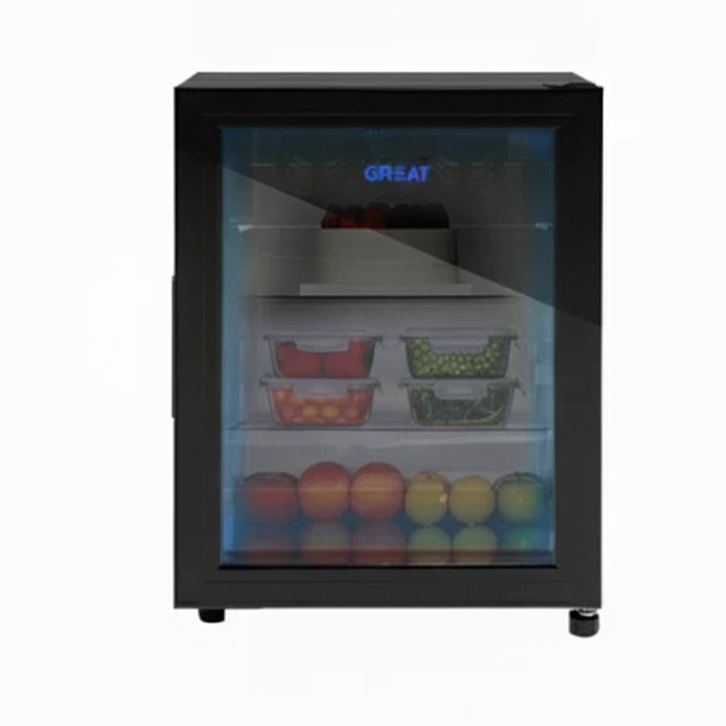 GREAT Mini Bar Fridge 55L Capacity, Glass Door with Blue LED, Compact & Energy Saving(SL55)