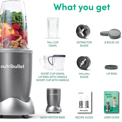 NUTRIBULLET Personal Blender 600 Watt 12 Pieces - Black NBR-1212M (NBR-1212M)