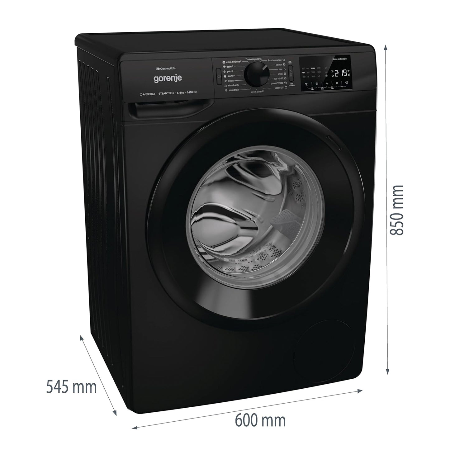 Washing Machine- Gorenje-8Kg-Black (WPNEI84A1SW/B)