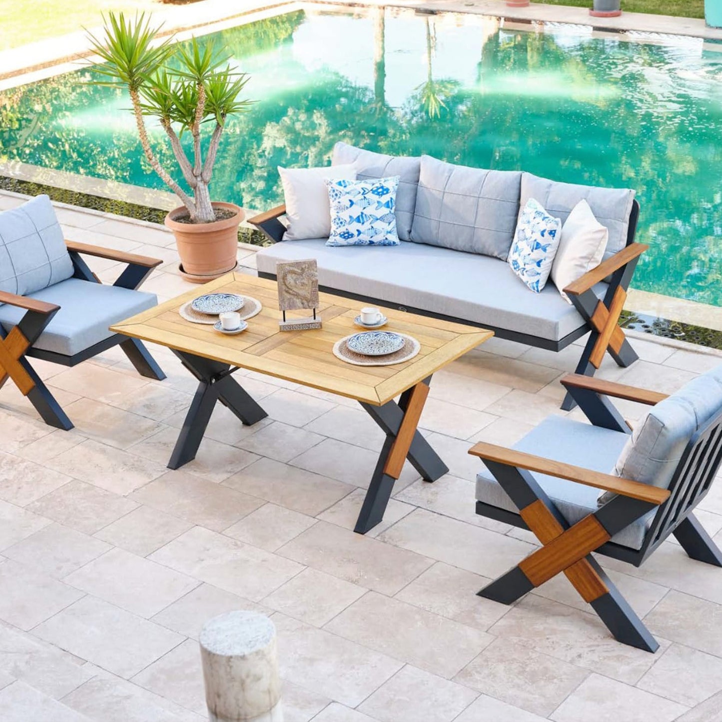 Lotus Lounge Set (5 Seaters) - Anthracite