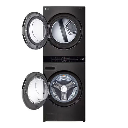 LG Front Load Tower Washer Dryer 17KG Washer 16KG Dryer - Black Steel (WT1716BRK.ABLPELF)