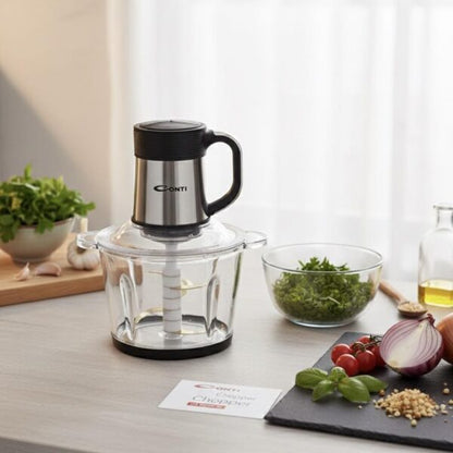 Conti Food Chopper 3L Glass Bowl, 500W Copper Motor & Blades, CH 35001 GL