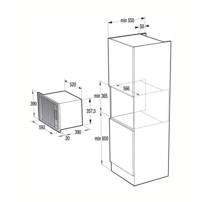 GORENJE Built in Compact Microwave With Grill 60 cm 30 Liter - Stainless Steel (BM5350X)