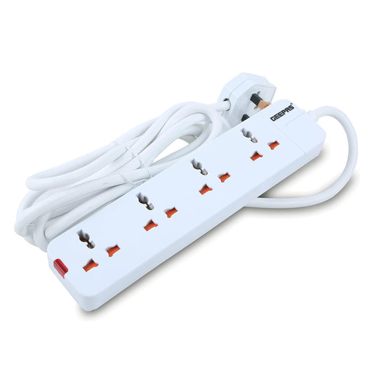 Geepas 4 Way Extension Socket 13A - Extension Strip With Led Indicators (GES58012)