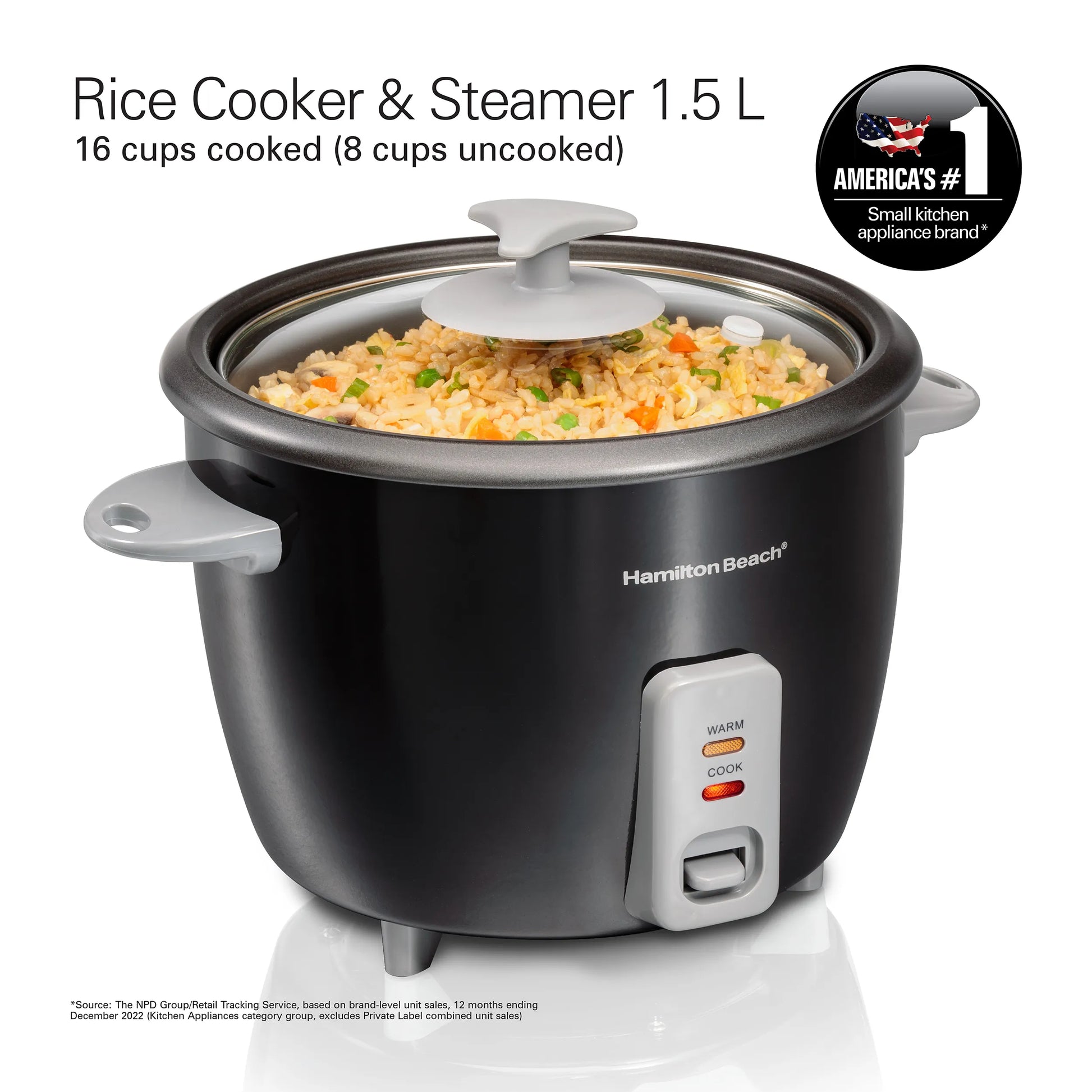 Hamilton Beach Rice Cooker Steamer 500W (37517-ME) Ammancart