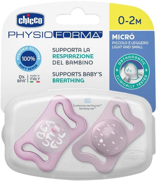 Chicco Physio Forma Micro Silicone Soother 0-2m, 2pcs