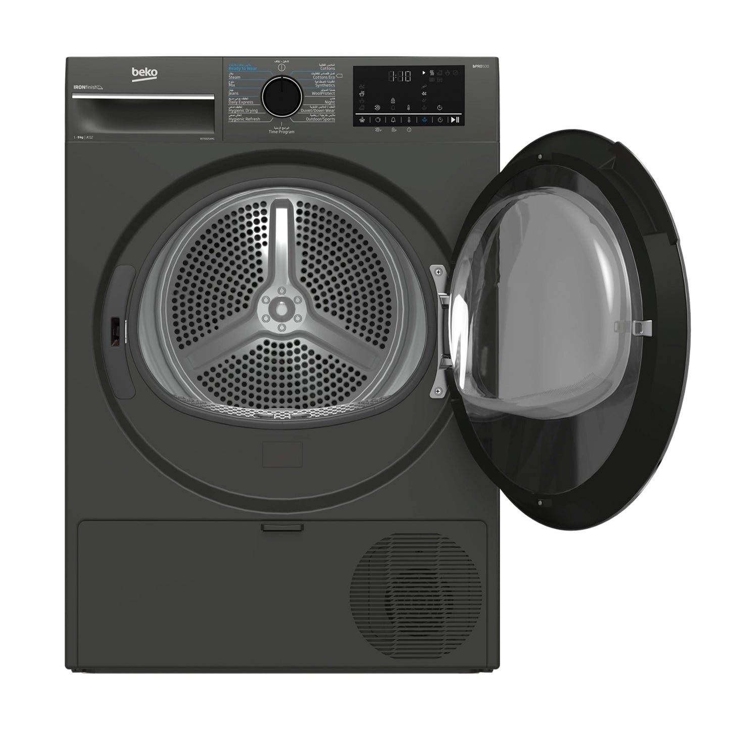 Beko Dryer 9 kg Inverter Heat Pump IronFinish Manhattan Gray A+++(-25%)