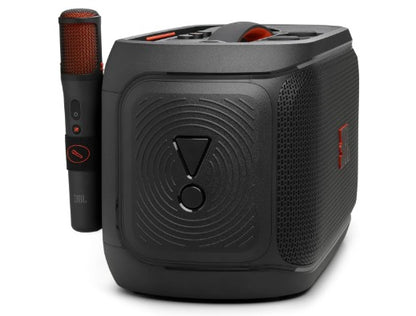 JBL PartyBox On-The-Go 2 - Portable Party Speaker with one Wireless Digital mic, Handle and a Shoulder Strap, Dynamic lightshow, Up to 15 Hours Playtime, Splash Proof &amp; Auracast™ (Black)