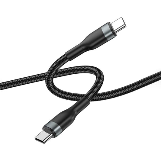 WIWU Wi-C017 Concise 100W Type-C To Type-C Charging Cable, 48 braided cable, aluminum alloy +TPE, E-Marker chip, Over-voltage & temperature protection 1.2M - Black