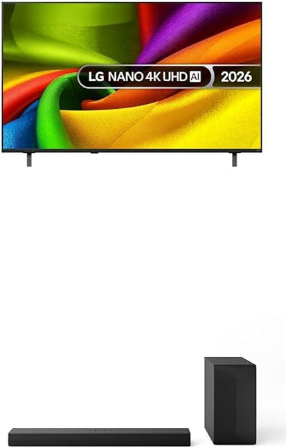LG 55NU850B6LA 55-Inch NANO AI 4K UHD Smart TV bundle with US40T Soundbar with Wireless Subwoofer & WOW Interface 2.1 channel, 300W