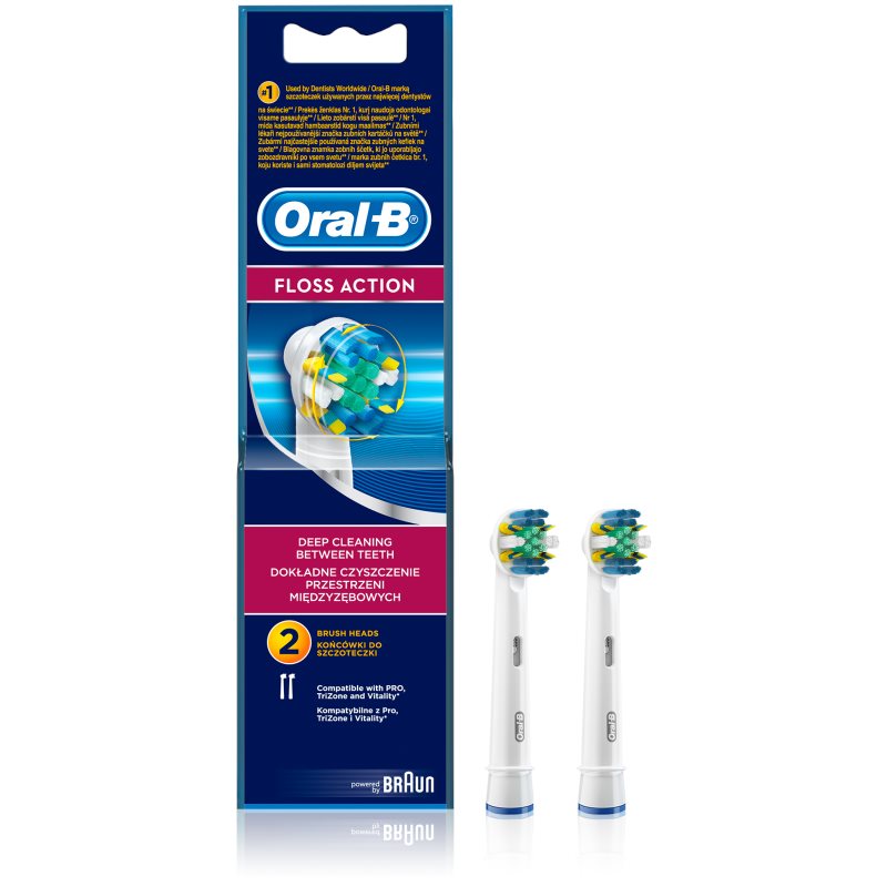 Oral-B Floss Action Replacement Brush Heads for Electric Toothbrush, Pack of 2