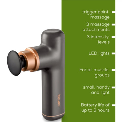 Beurer MG79 Deep Tissue Percussion Massager, Dual Head Vibrating Massage for Neck, Back &amp; Shoulders, Relieves Muscle Tension &amp; Stiffness, Ergonomic Design