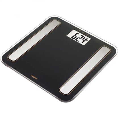 Beurer BF183 Diagnostic Bathroom Scale, Body Fat, Water, Muscle Mass & Weight Analyzer, Digital Glass Scale with Large LCD Display, Smart Health Monitoring