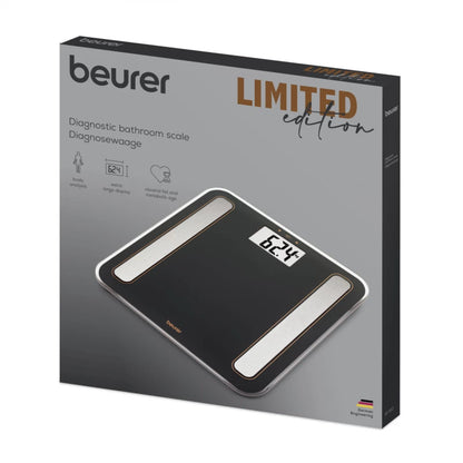 Beurer BF183 Diagnostic Bathroom Scale, Body Fat, Water, Muscle Mass & Weight Analyzer, Digital Glass Scale with Large LCD Display, Smart Health Monitoring