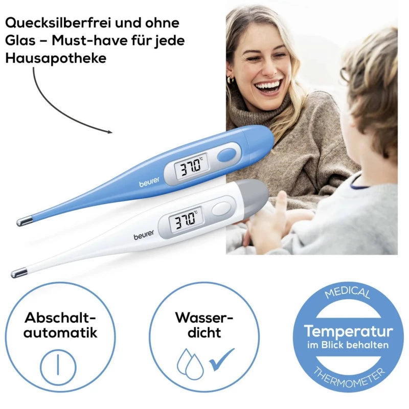 Beurer Thermometer – FT 09 White Digital Medical Thermometer for Fast and Accurate Temperature Readings