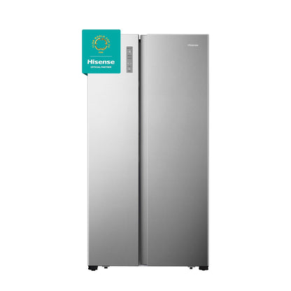 Hisense 670 Liter Refrigerator Side By Side A+ Energy Efficiency Silver Model RS3P725NAI -1 Years Full & 5 Years Compressor Warranty