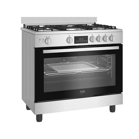 Beko, Gas Cooker, 90 cm, 5 Burners, Black x Silver (BGGR11225GXA)
