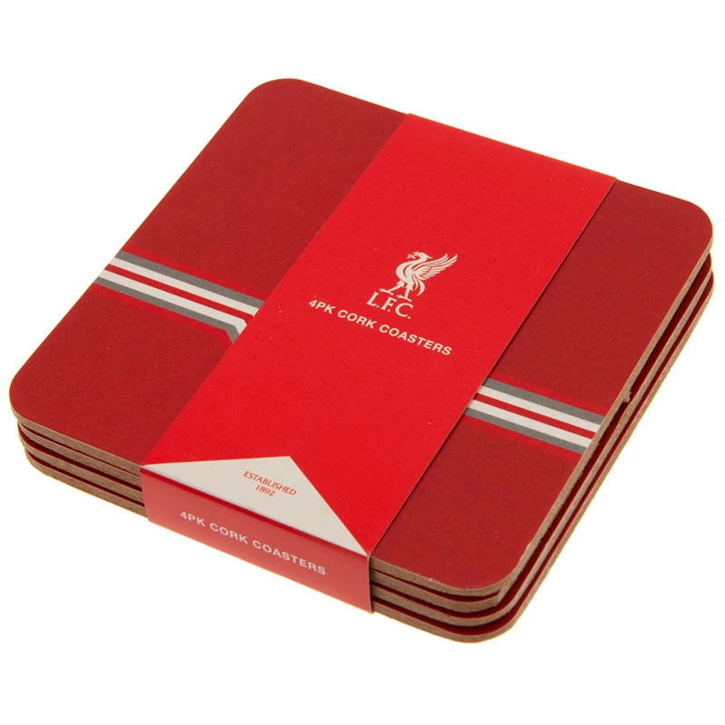 Liverpool FC Retro Coaster Set 4 Pack Featuring Liverbird Crest Durable Drink Protection for Tables and Surfaces Officially Licensed Merchandise Great Gift Idea for Reds Fans