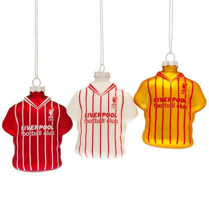 Liverpool FC Official 3-Pack Christmas Bauble Set featuring Shirt Decorations, 70mm Diameter, Festive Holiday Ornament Collection, Perfect for Liverpool Fans, Club Merchandise