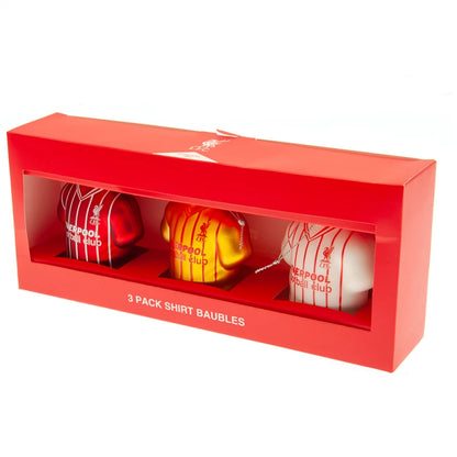 Liverpool FC Official 3-Pack Christmas Bauble Set featuring Shirt Decorations, 70mm Diameter, Festive Holiday Ornament Collection, Perfect for Liverpool Fans, Club Merchandise