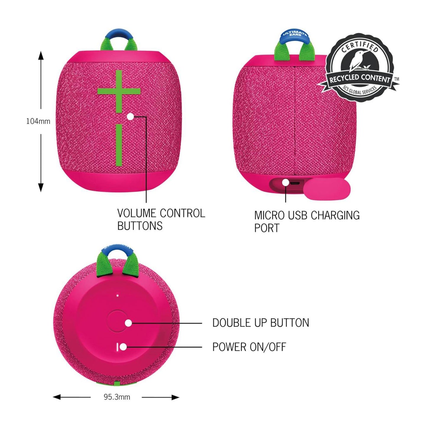 Logitech MOBILE SPEAKER WONDERBOOM 3 BT ACTIVE-Pink (984-001831)