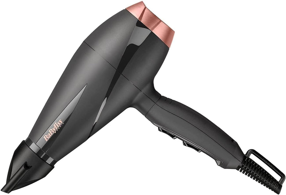 BaByliss Paris Hair Dryer, Salon-grade Motor With 2100w & Ionic Frizz-control, 6mm Ultra-slim Concentrator Nozzle With Lockable Cold Shot, Italian-made For Lasting Performance, 6709DSDE (Black)